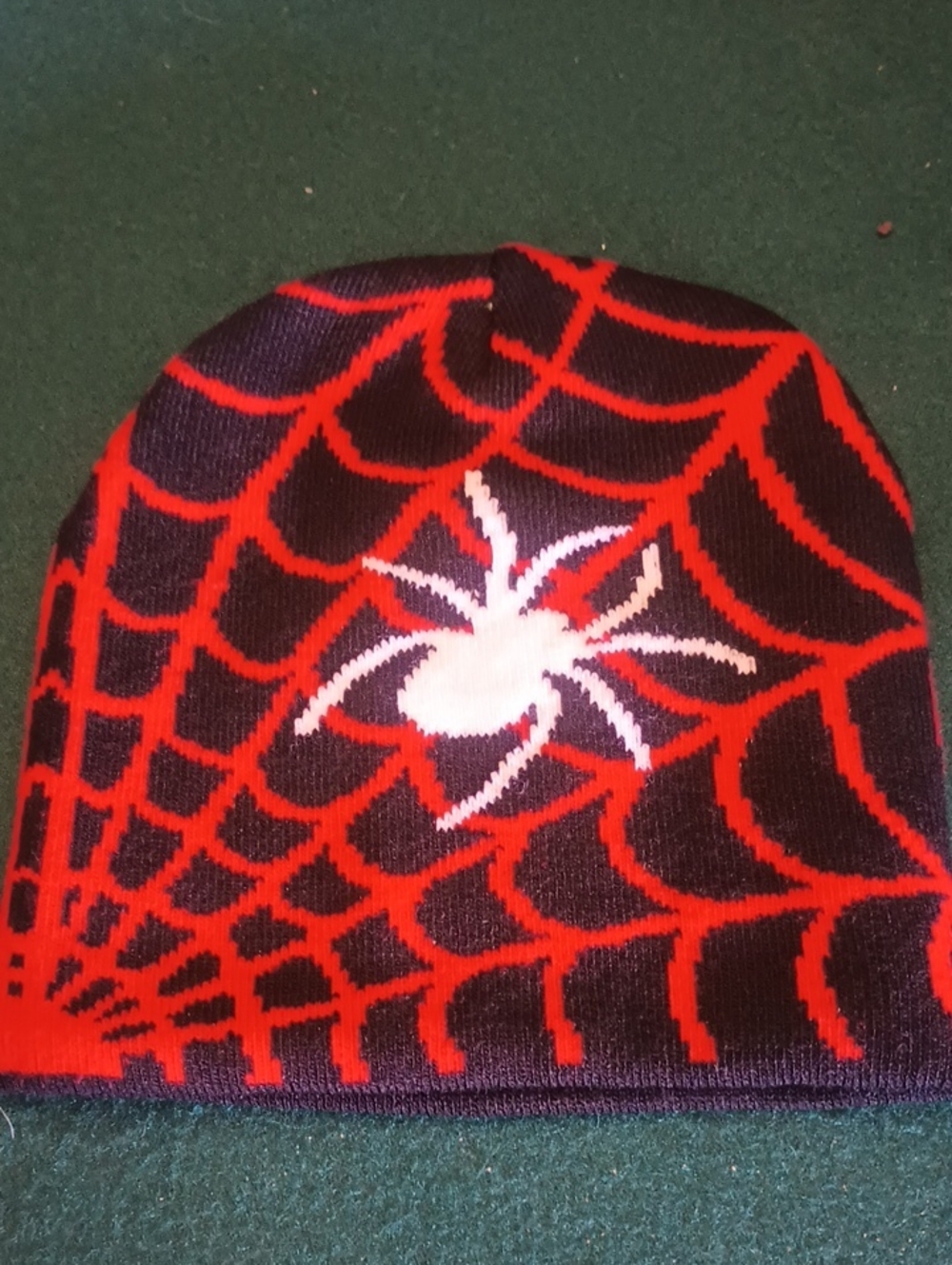 Black & Red Spider Web Beanie Hat - Brand Unspecified